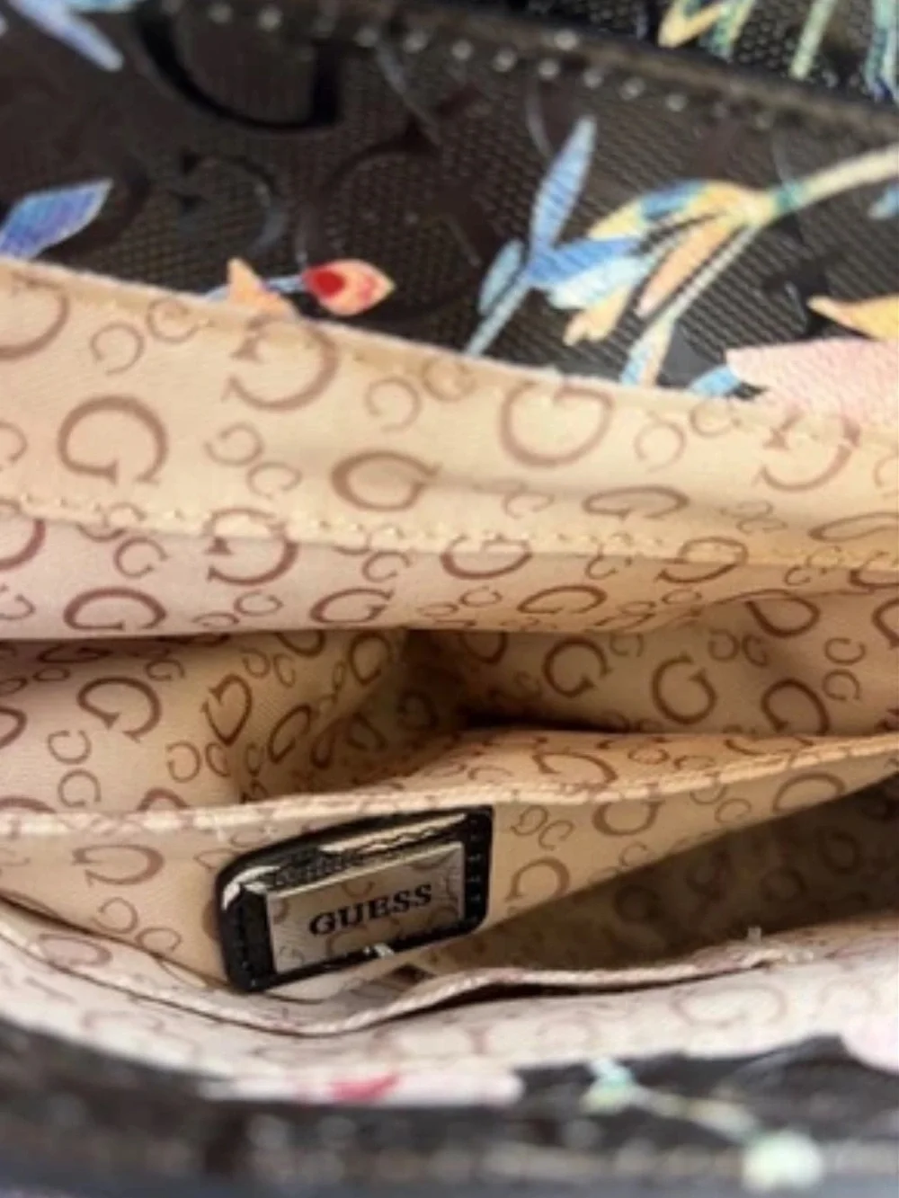 Guess “Kalei” Monogram Floral Print Crossbody Bag